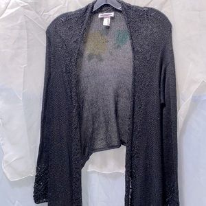 GIRLSTUFF BLACK ACRYLIC HEM OPEN SWEATER O/S